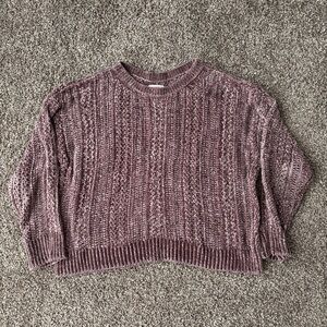 American Eagle dusty pink chenille cropped sweater